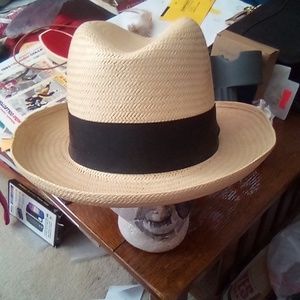 Empire State vinyl StrawHat w  satin band & sz 7.5 $38 + Free scarf